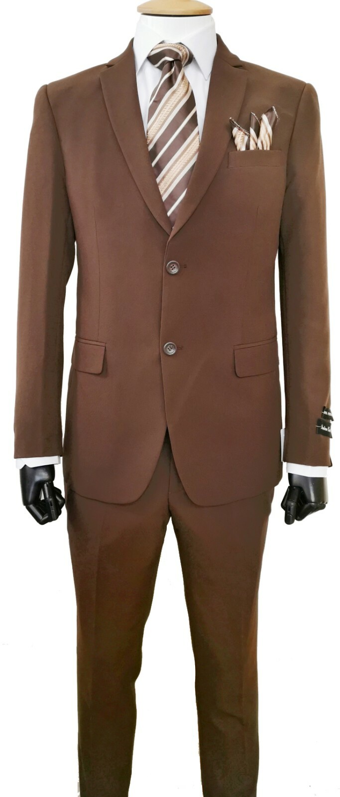 Men’s Two Button Slim Fit Suit Flat Front Pants Design By Fortino Landi 702Ps