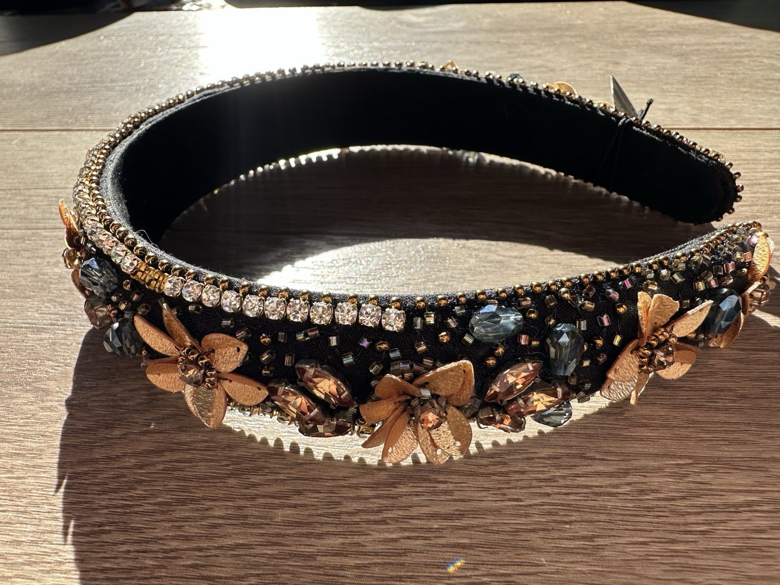 L. Erickson France Luxe Beaded Flower Crystal Beads Headband New