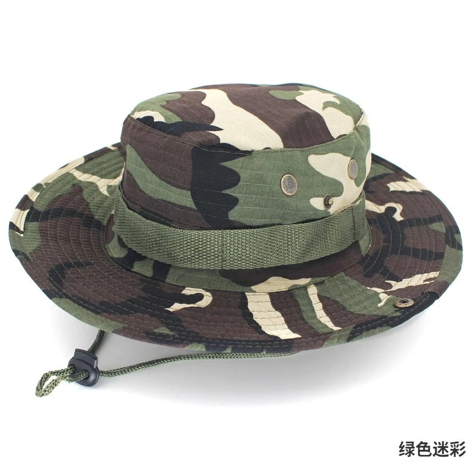 Boonie Bucket Hats Outdoor Fishing Hunting Wide Brim Mesh Camo Safari Sun Cap.