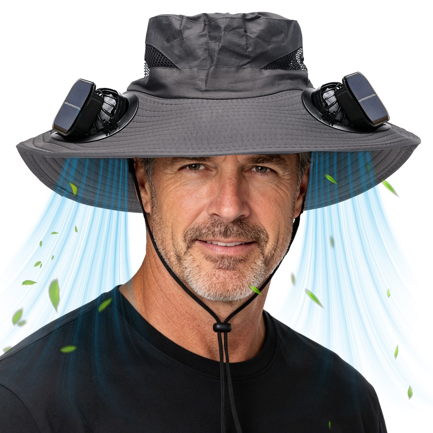 2026 NEW Wide Brim Sun Fishing Hat with 3 Solar & USB Powered Fan UV Protection