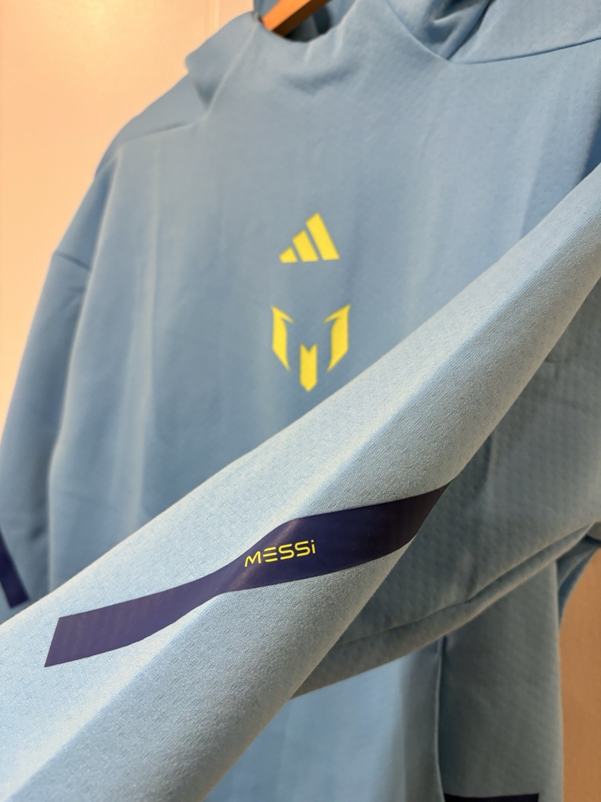Adidas Messi ZNE Performance Hoodie Sweatshirt Blue KB2136 Kids Size L NWT