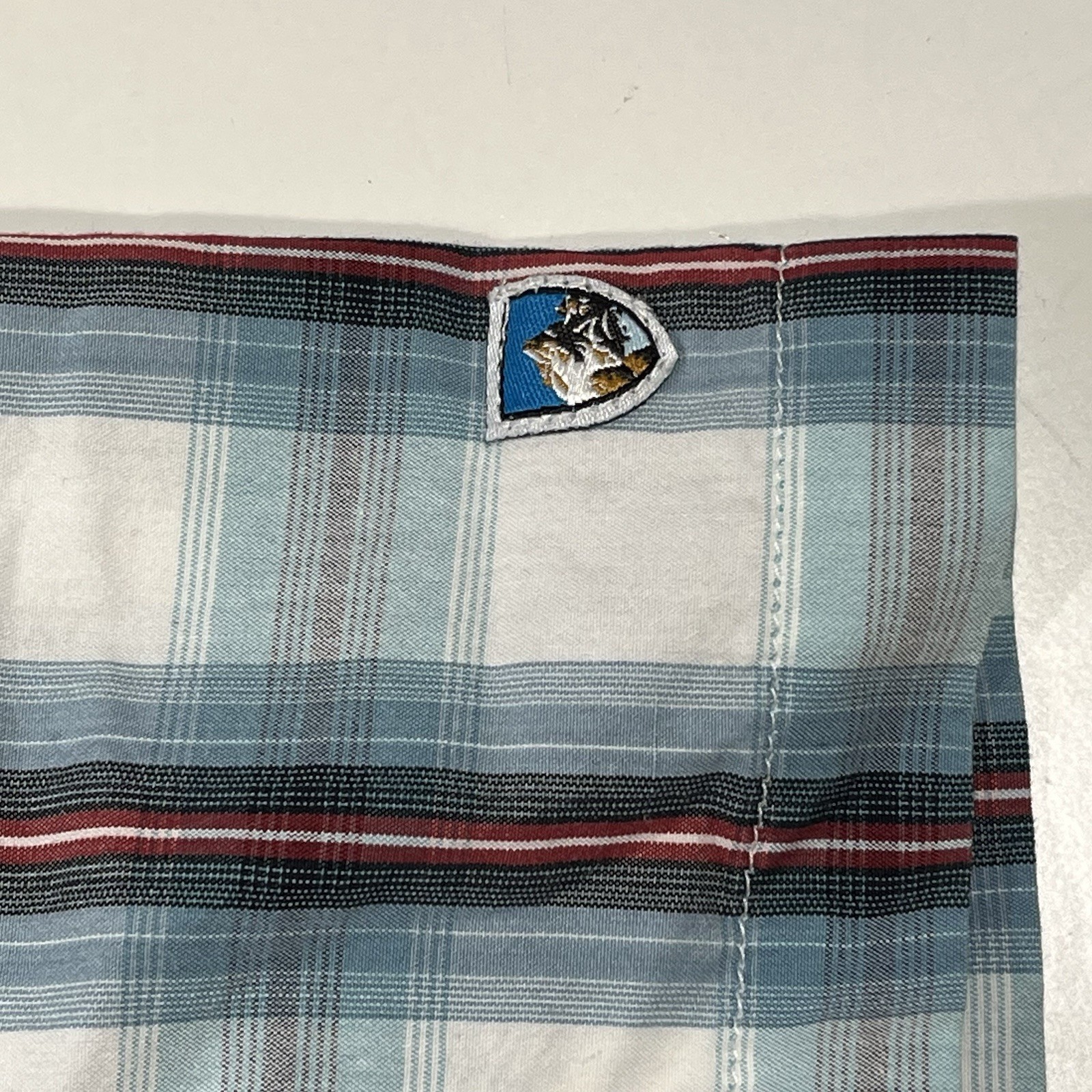 Kuhl Wildfire Shirt Mens Large Blue Plaid Short Sleeve Button Front Outdoor