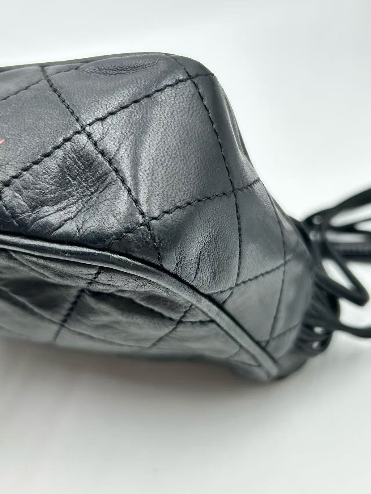 Chanel Crossbody Flap Bag Quilted Black Lambskin Leather France
