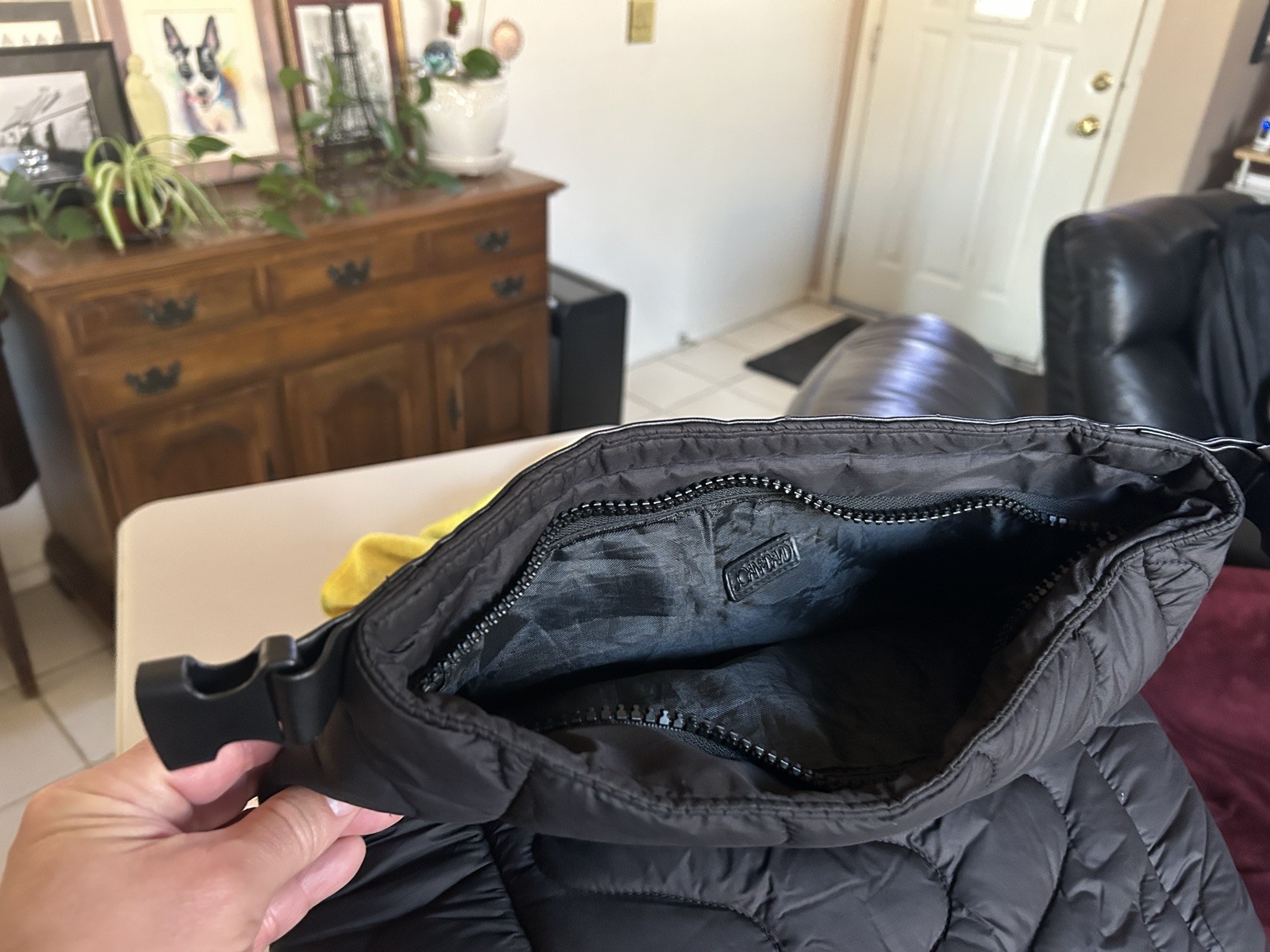 Joan & David Wave Quilted Puffer Nylon 18 Inch Square Buckle Laptop Backpack