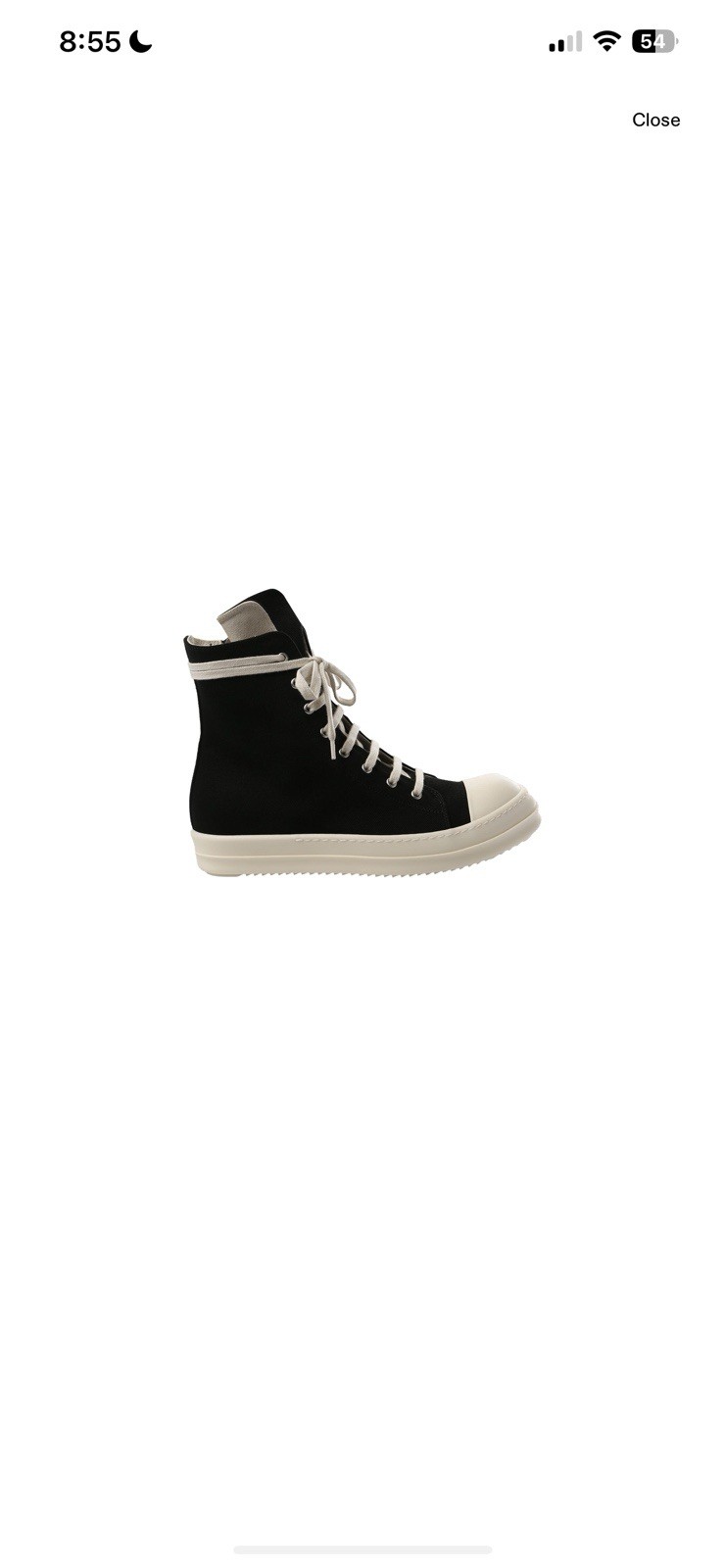 DRKSHDW Men’s Rick Owens High-Top Sneakers Lace-Up Side Zip Black/White