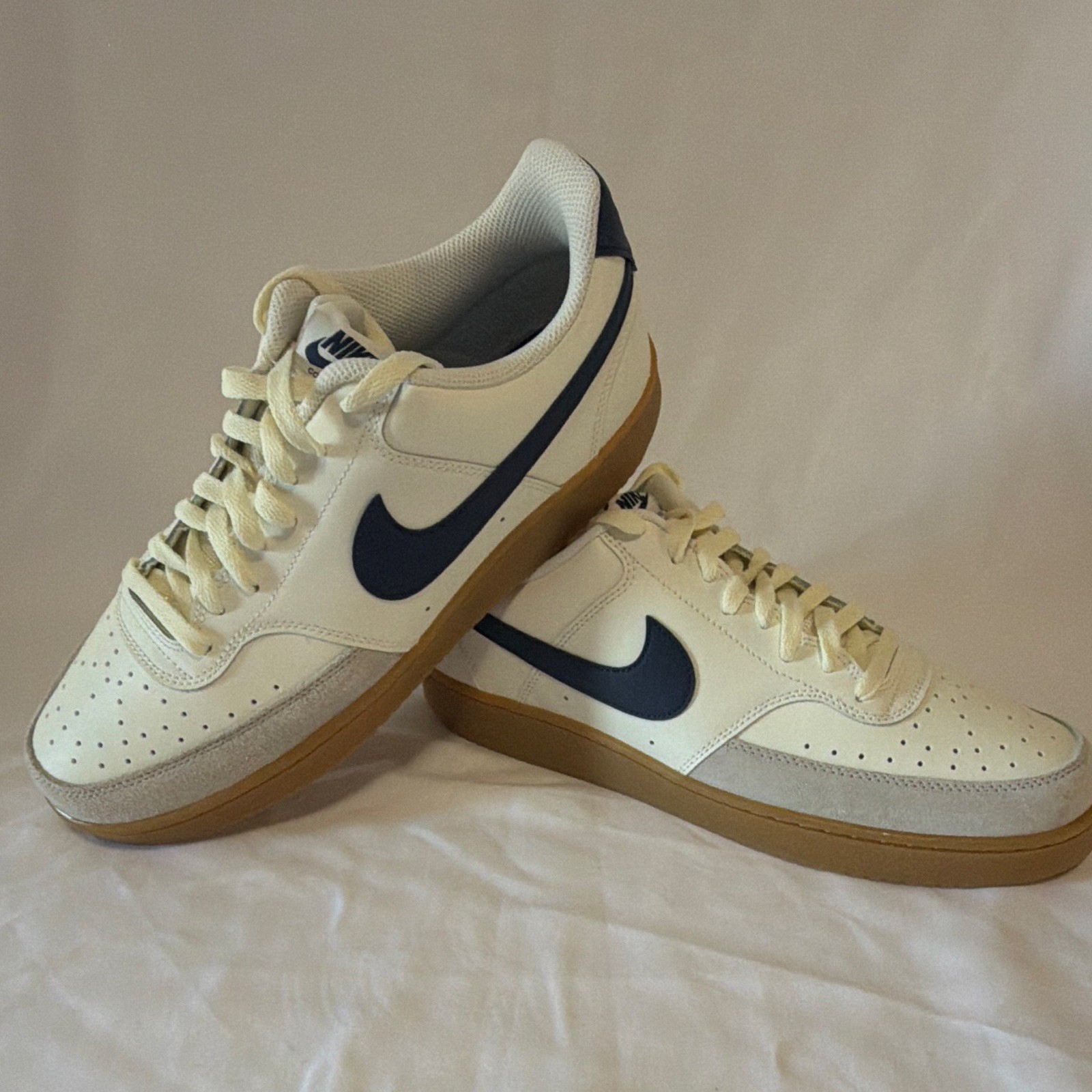 Nike Court Vision Low Top Leather Sail/Navy Gum Sneakers HF1068-133