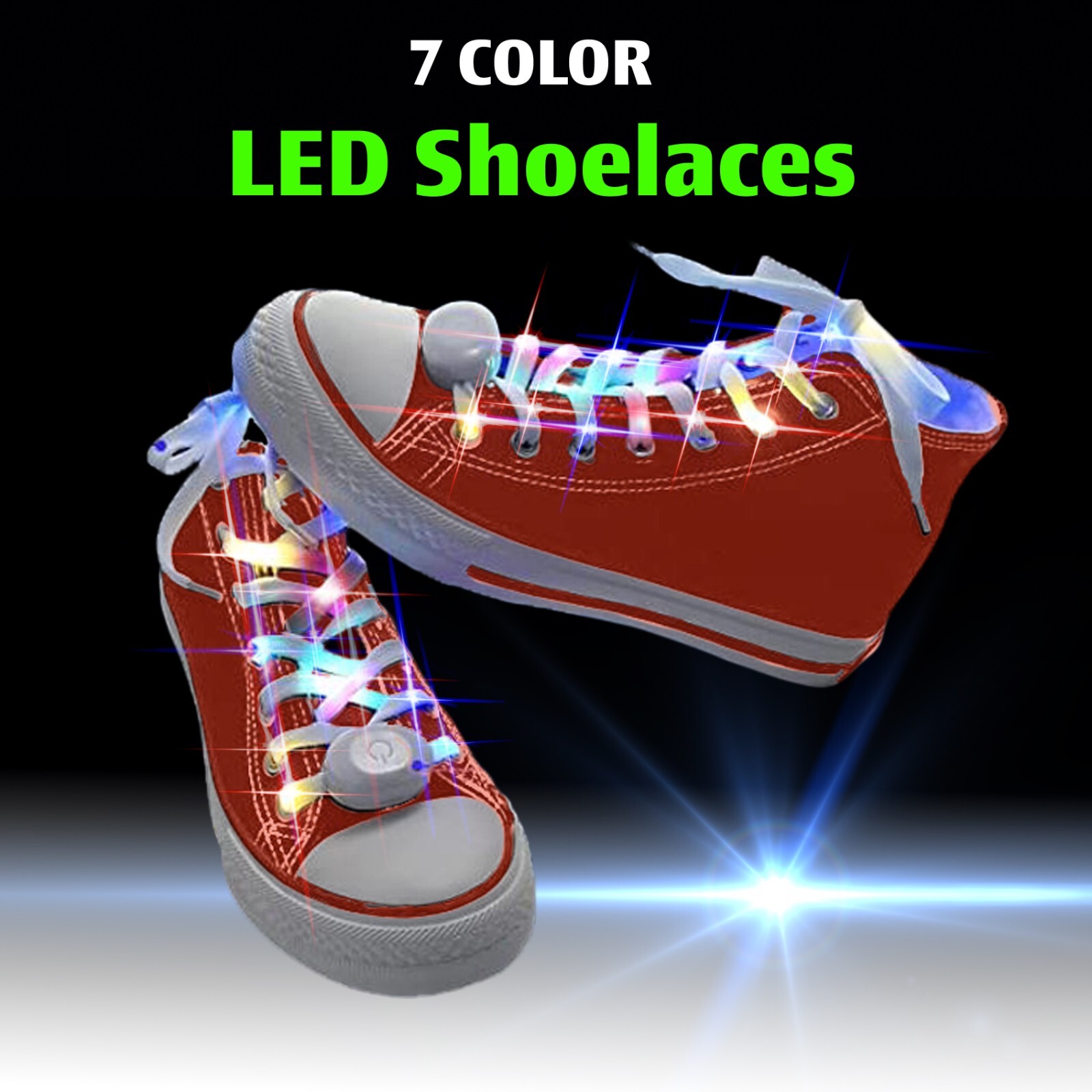 4 Pairs Light Up Shoelaces LED Lace Boys Costume Accessory Party Favor 7 Color