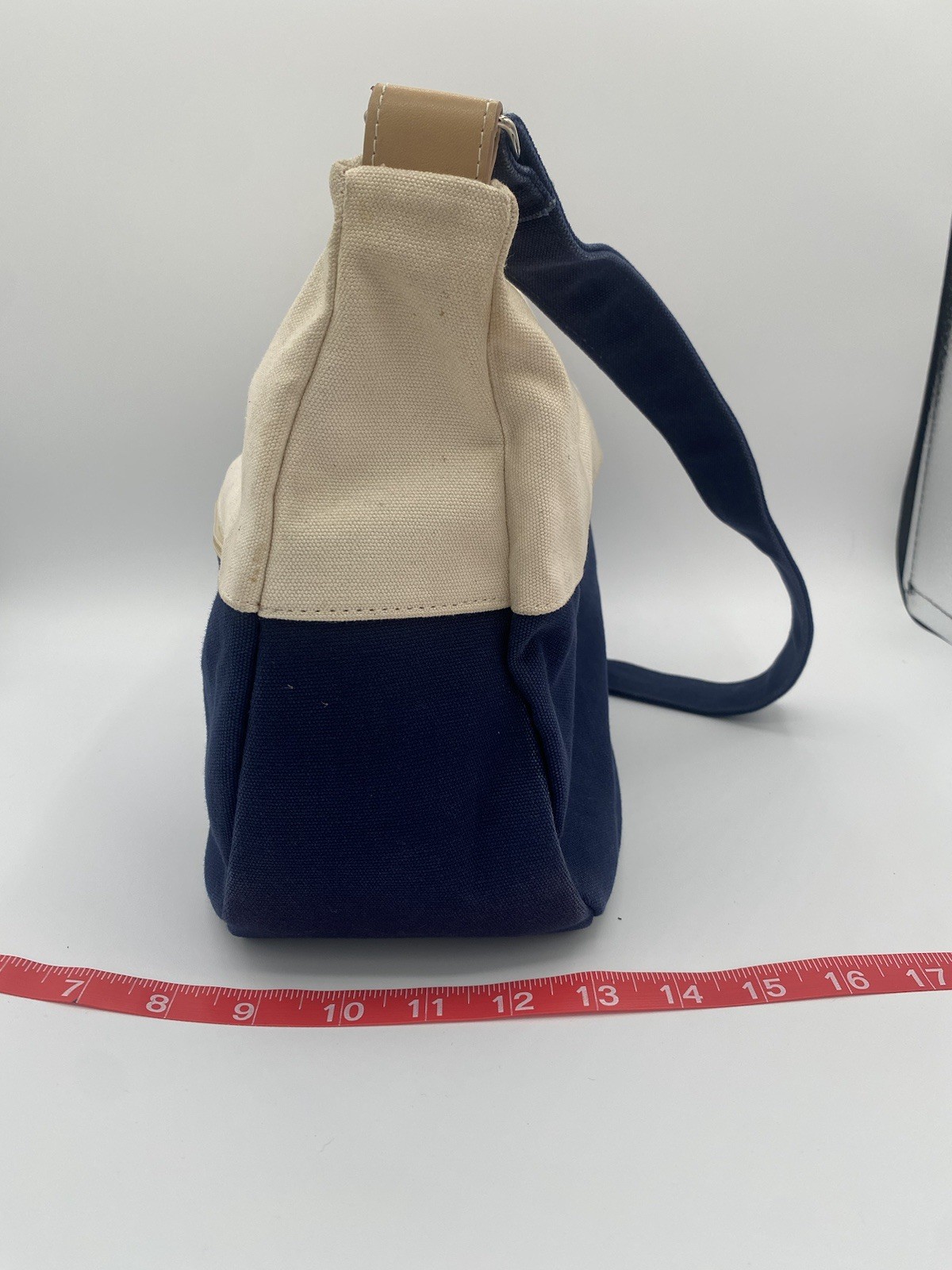 Croft and Barrow navy and cream canvas shoulder bag