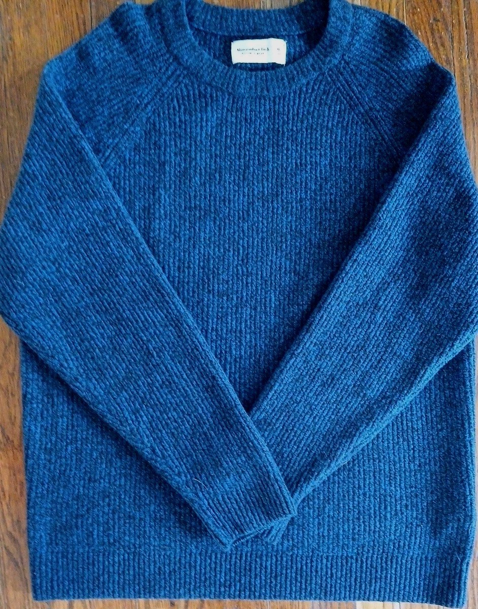 Abercrombie & Fitch Womens XL Tall Blue Marbled Chunky Knit Sweater Soft