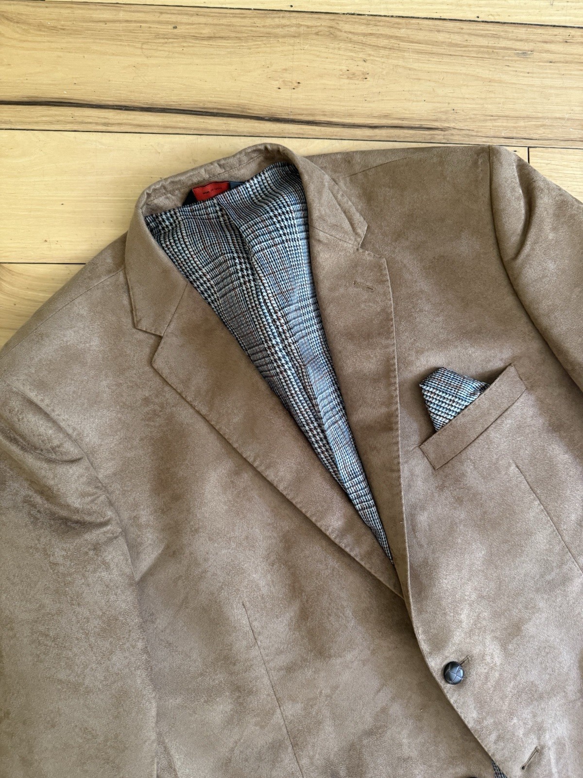 Linea Uomo Blazer Chest 50 Long Elbow Patches Button Jacket Coat Suede Brown Tan