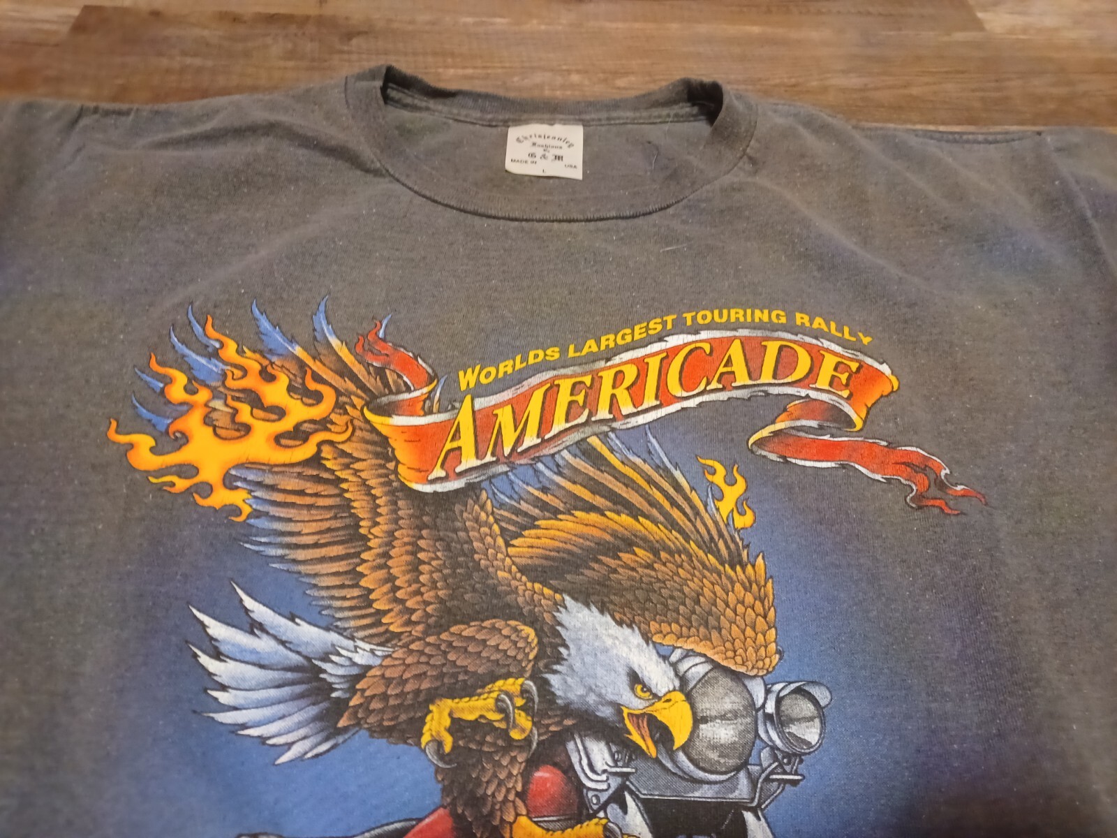 Vintage 90’s 1999 World’s Largest Touring Rally Biker Flames Eagle T-Shirt Large