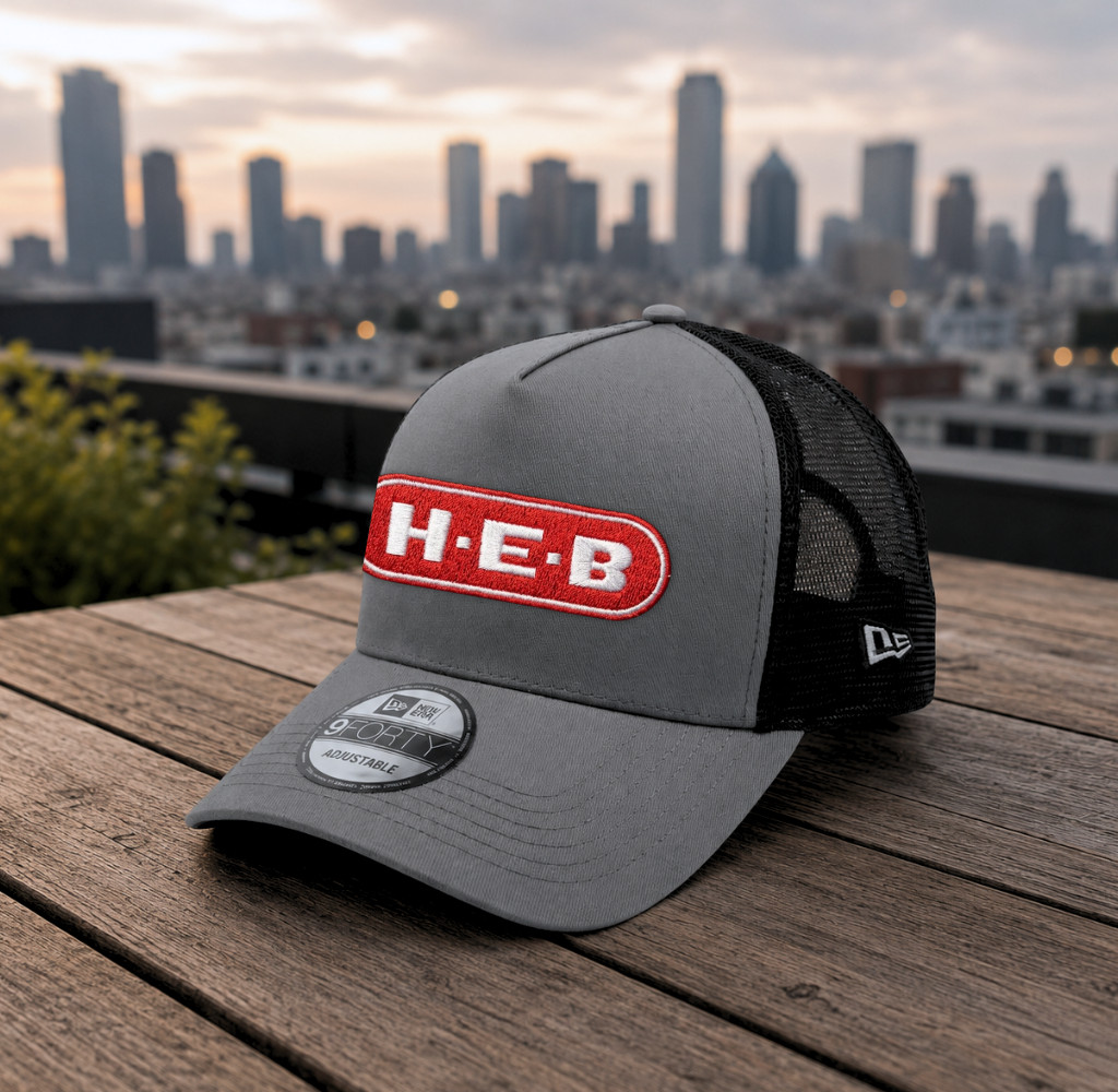 HEB Logo Embroidered Trucker Hat Grey Cap