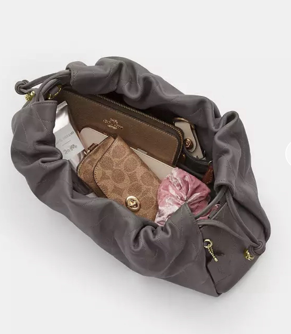 NWT Faye Large Shoulder & Crossbody Bag Quilting Nappa Leather CCZ58 Gold/Slate