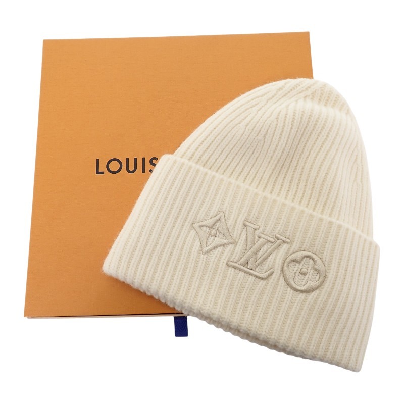 LOUIS VUITTON M77873 S Knit cap Bron/white Women