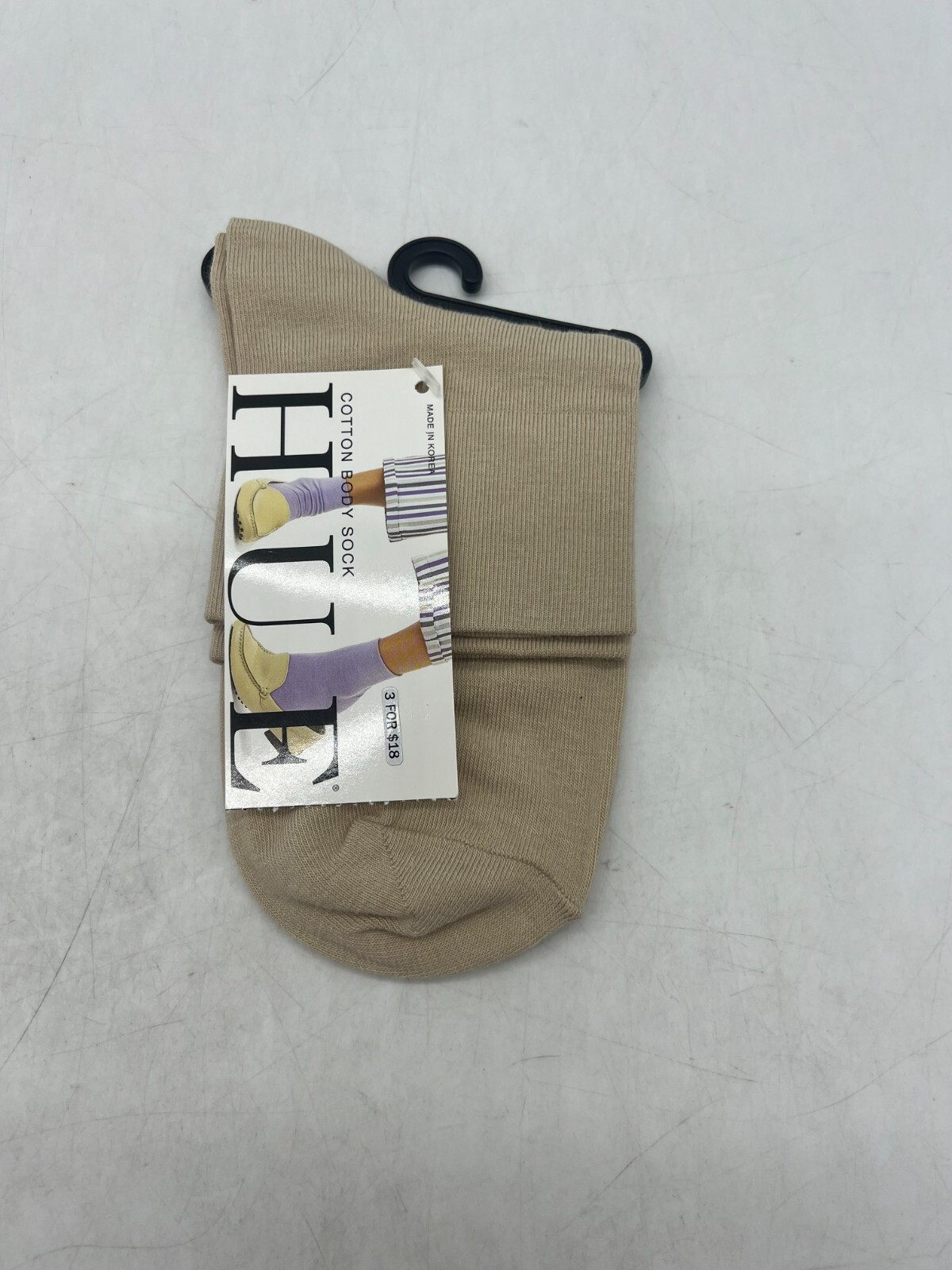 HUE Beige Cotton Body Sock One Size Socks U6373 One Pair