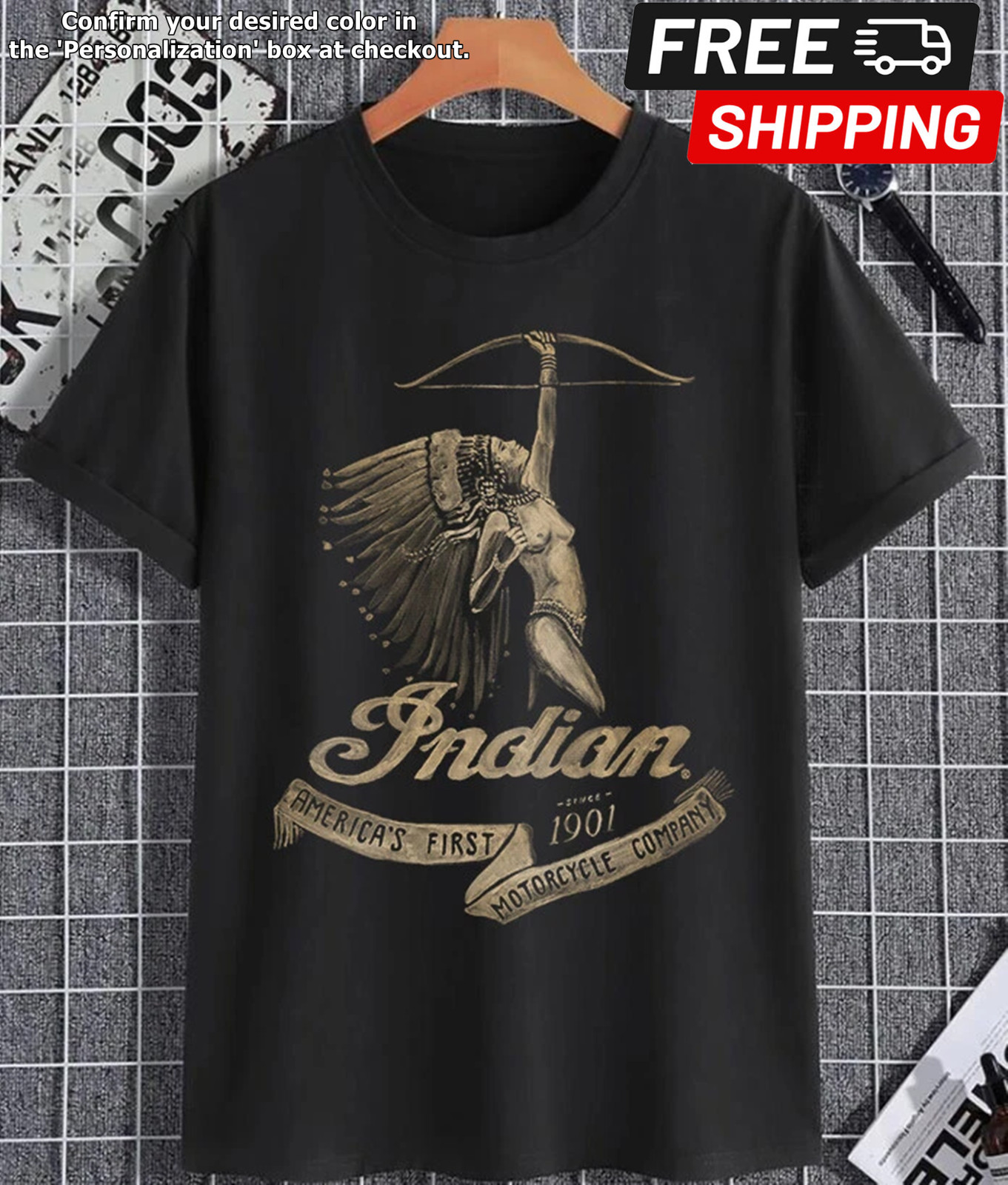 Biker shirt for men -first company in america indian motorcycle t-shirt