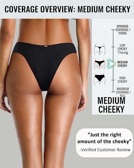 (S) Women’s V-Cut Bikini Bottoms Cheeky High Cut Swim Bottoms
