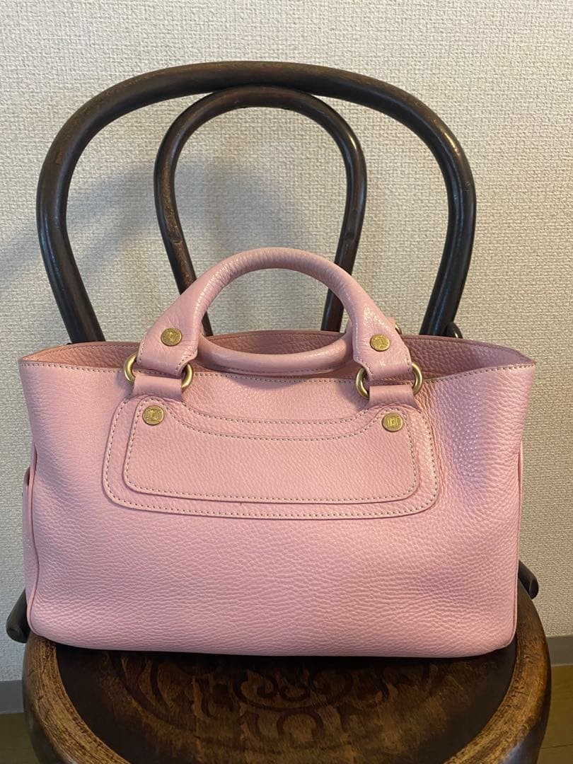 CELINE Boogie Bag Leather Pink Spacious Authentic From Japan