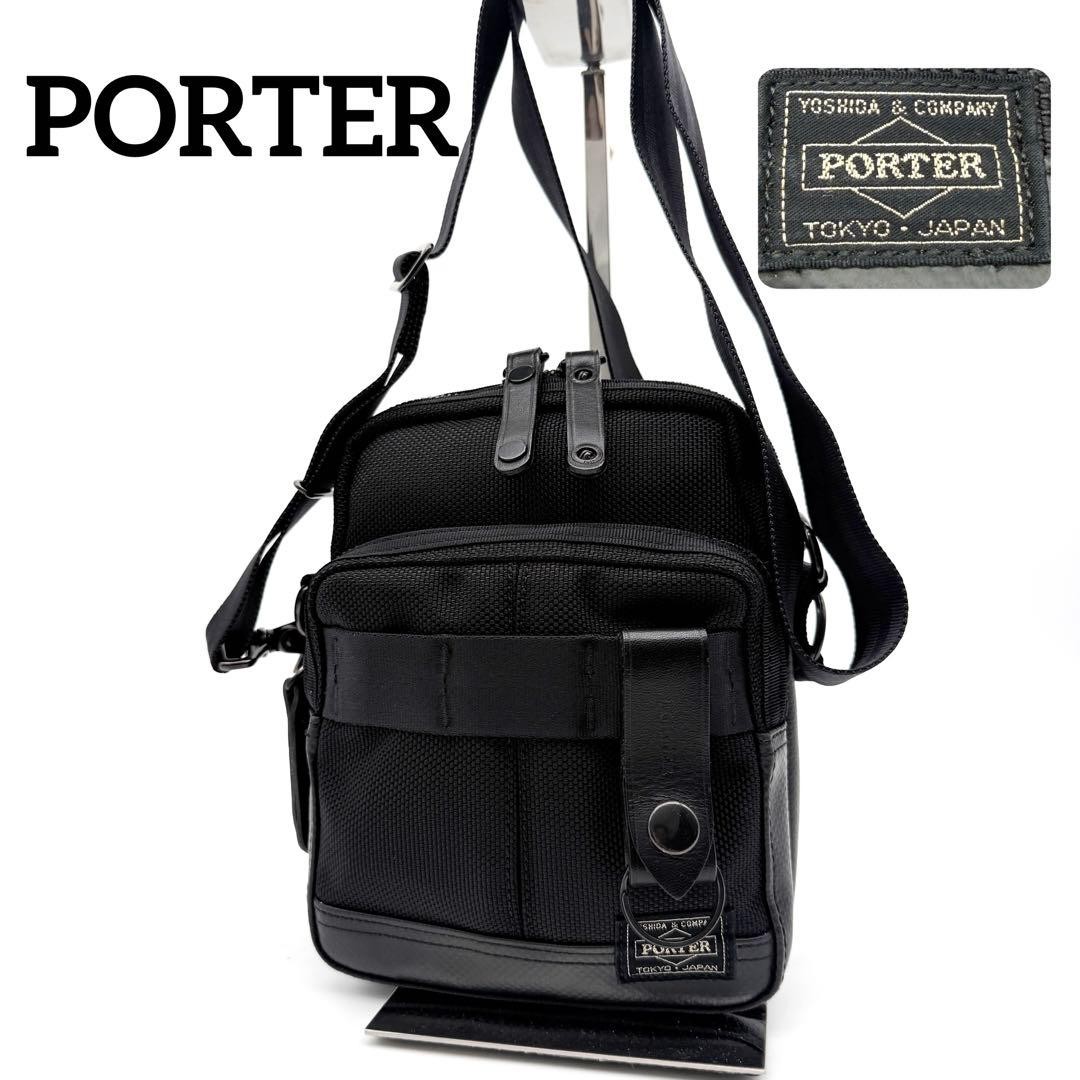 PORTER Shoulder Bag HEAT 2 Rooms Leather Mesh Black