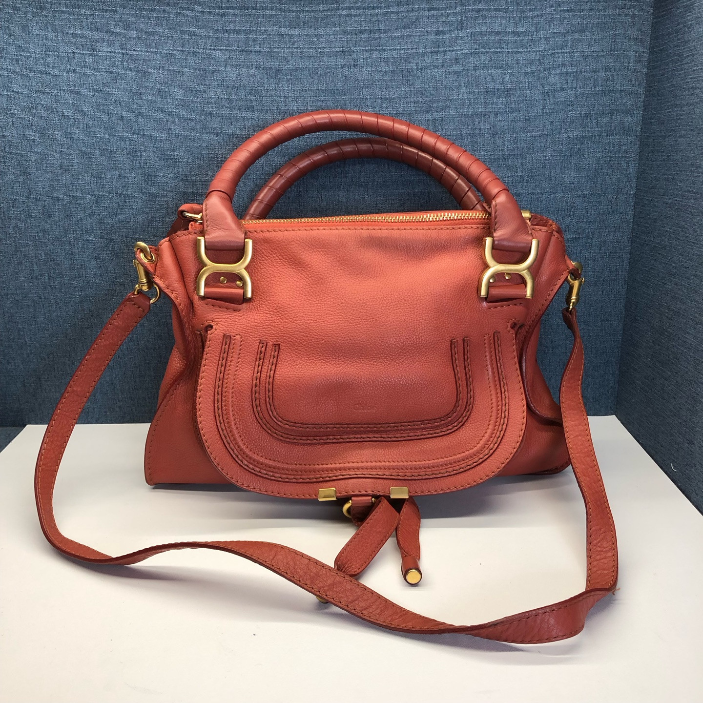 Authentic Chloe Marcie Pebbled Leather Shoulder Bag Caramel Gold-Tone eBay AG