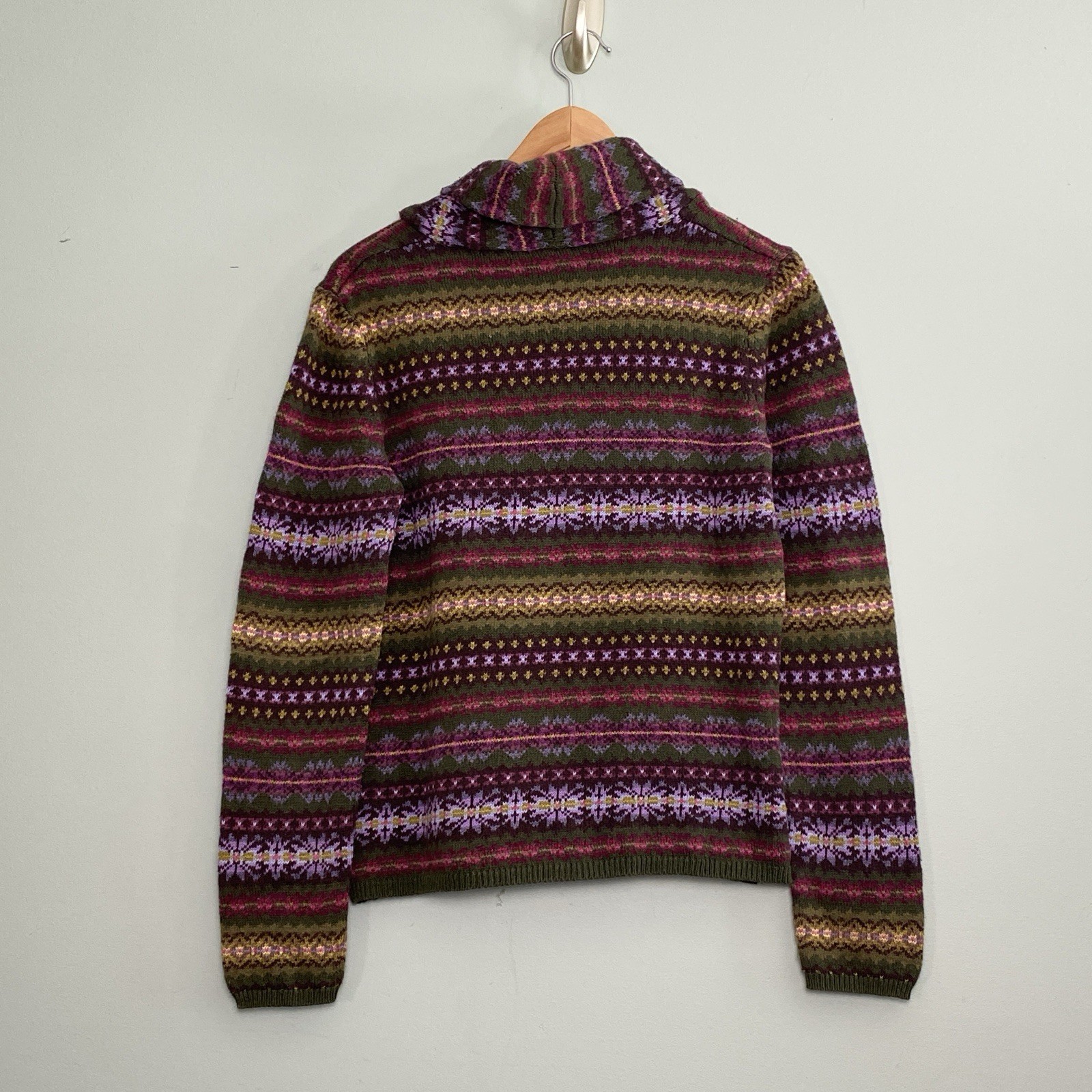 Talbots Cardigan Sweater Womens Medium Vintage Cotton Blend Striped Cabincore