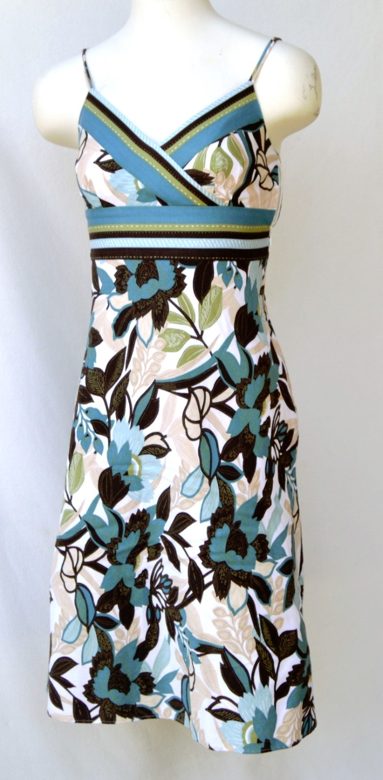 Ann Taylor Crossed cotton Floral print spaghetti staps women’s casual Dress Sz 0