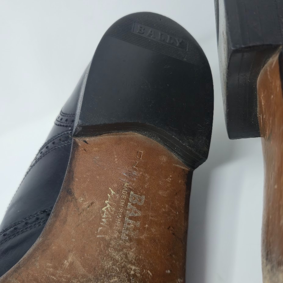 Bally of Switzerland Men’s Wingtip Oxfords Size 7 D Black Leather Brogue Vintage