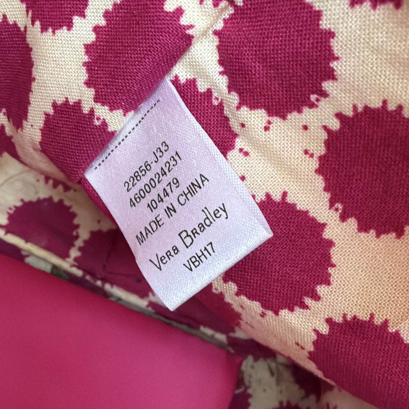 Vera Bradley Canvas Glitter Tote Bag – Tear Drop Pattern – Pink/Beige/Purple/Red