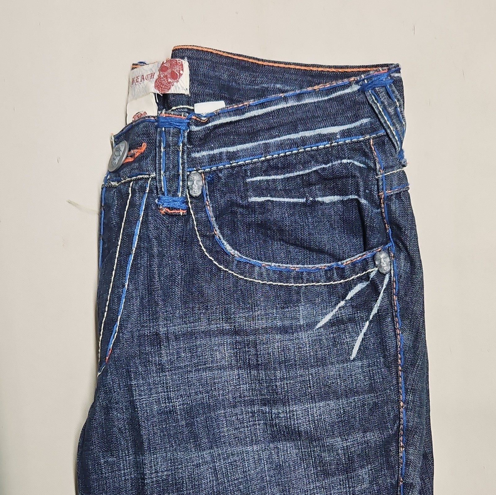 Laguna Beach Men’s Dark Wash Blue Denim Flared Jeans Regular Fit 5-Pocket