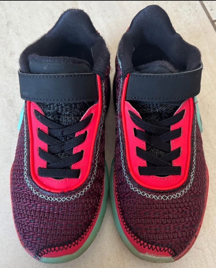Nike Unisex Kids Mid Top Athletic Sneakers Hook & Loop Burgundy Black Red 11C