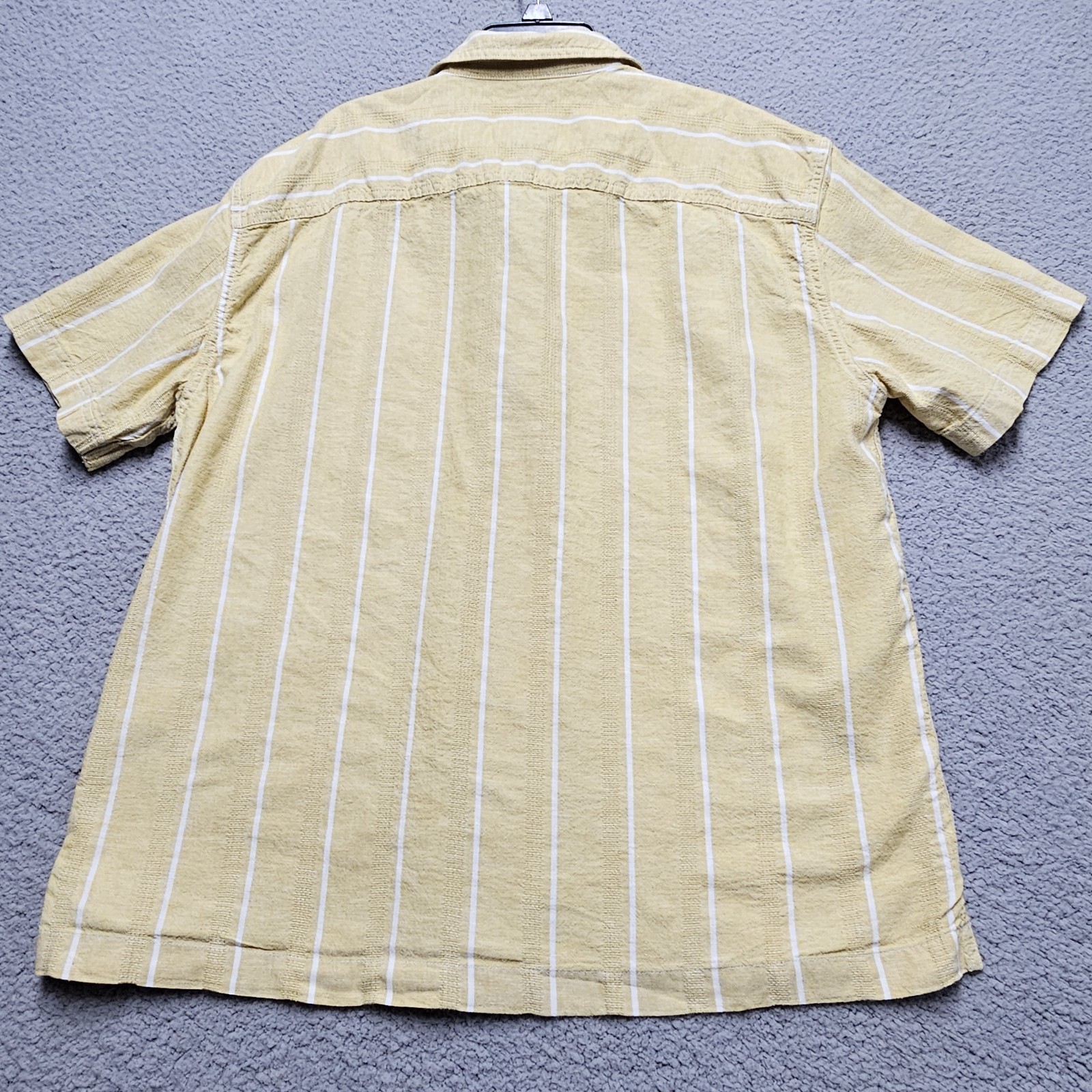 American Eagle Men’s Yellow/white Stripe Short Sleeve Button Up Shirt Sz M