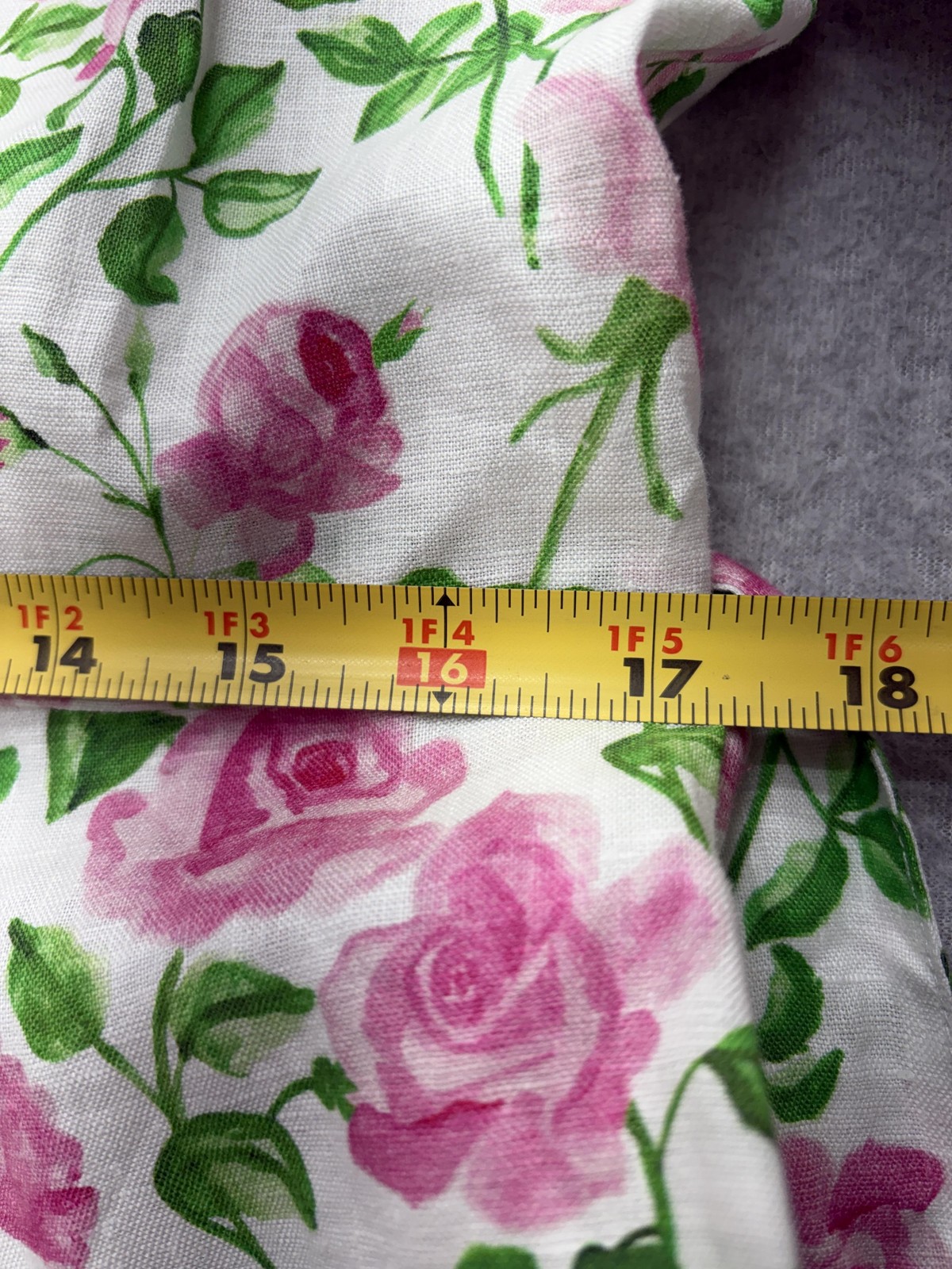 Hill House Laura Dress Womens Medium Pink Roses Linen Collared Belted Pockets