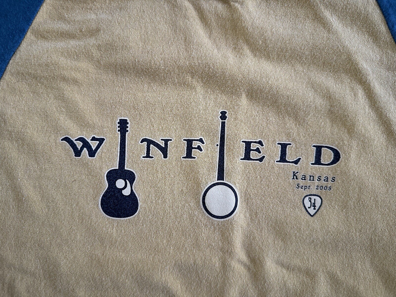 Winfield Kansas 34th Walnut Valley Bluegrass Festival Small Baseball 3/4 Sleeve