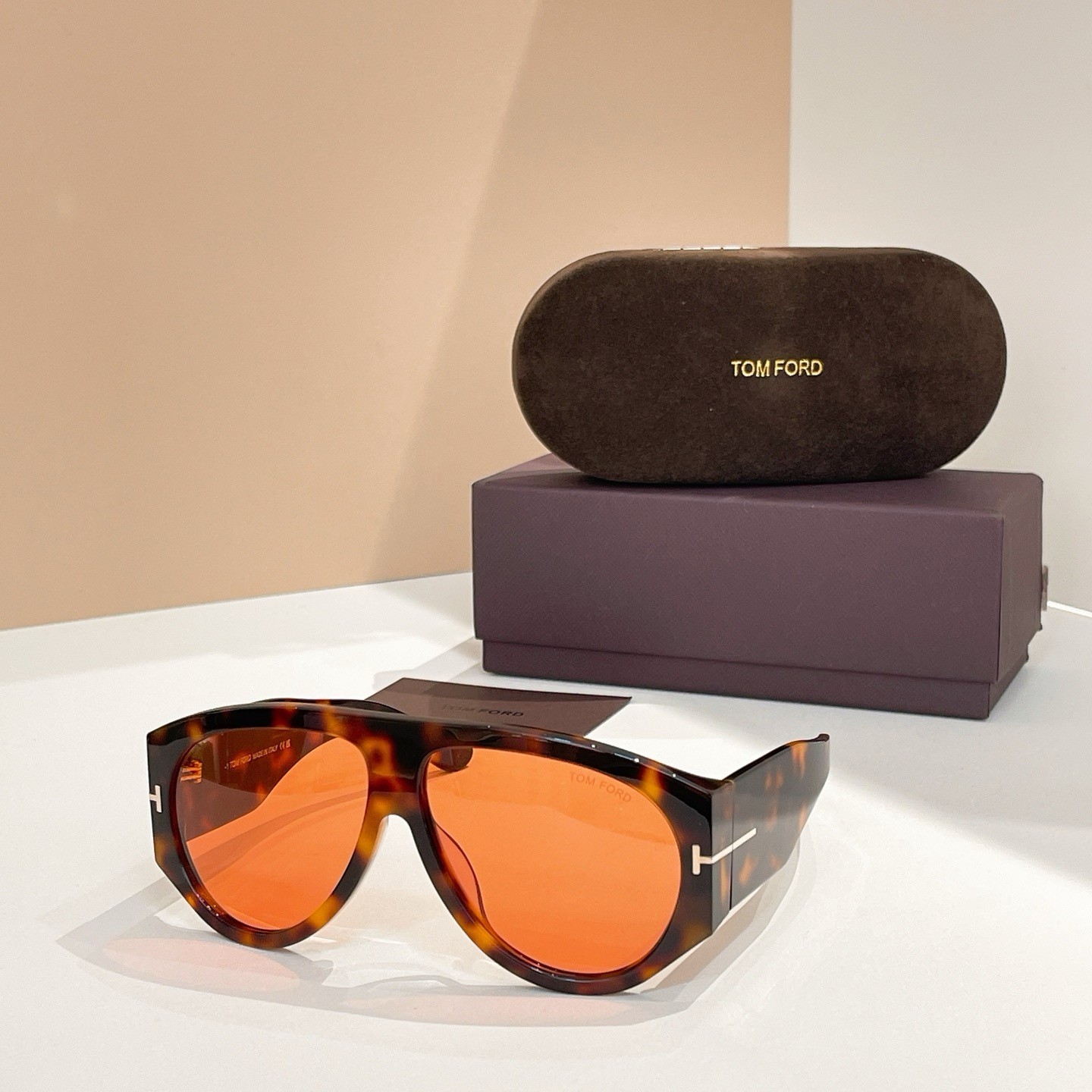 Tom Ford Bronson TF1044 60 12-140 Unisex Sunglasses Dark Havana Red