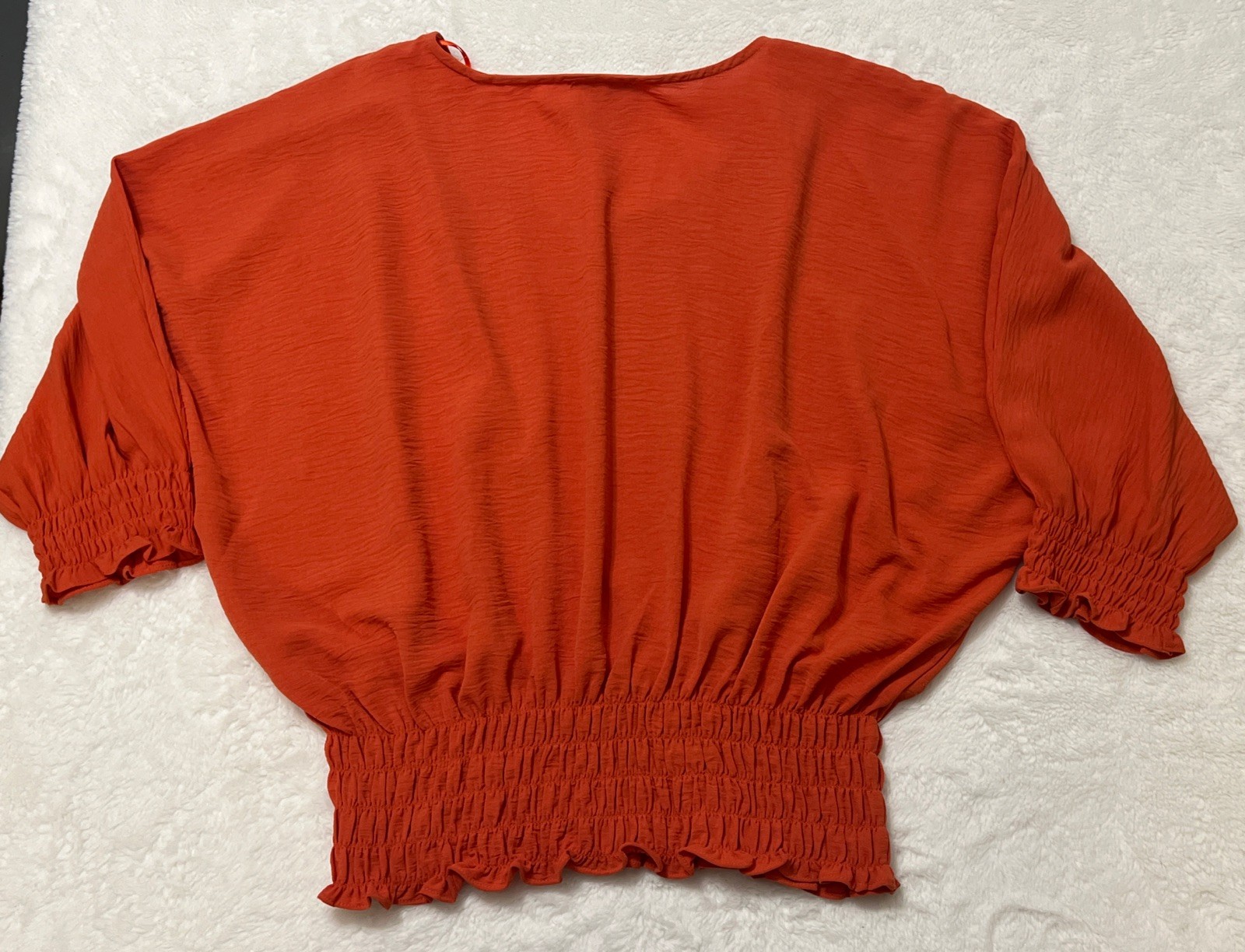 Carmen Marc Valvo Blouse Crop Women S Batwing Sleeve Pullover Coral Orange YY-5
