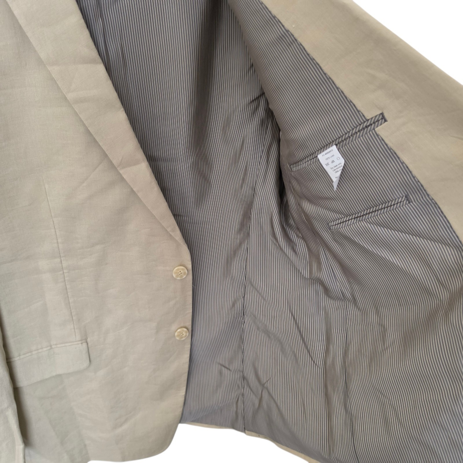 New Calvin Klein Linen Blazer 42r Dual Vent Beige