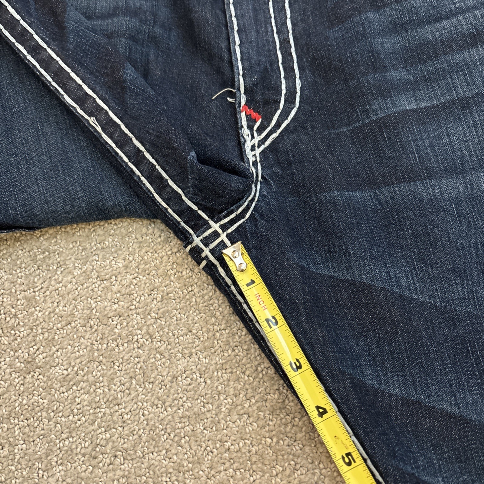 True Religion Ricky Super T Jeans Men’s Size 42/36 Made in USA Thick Stitch Red