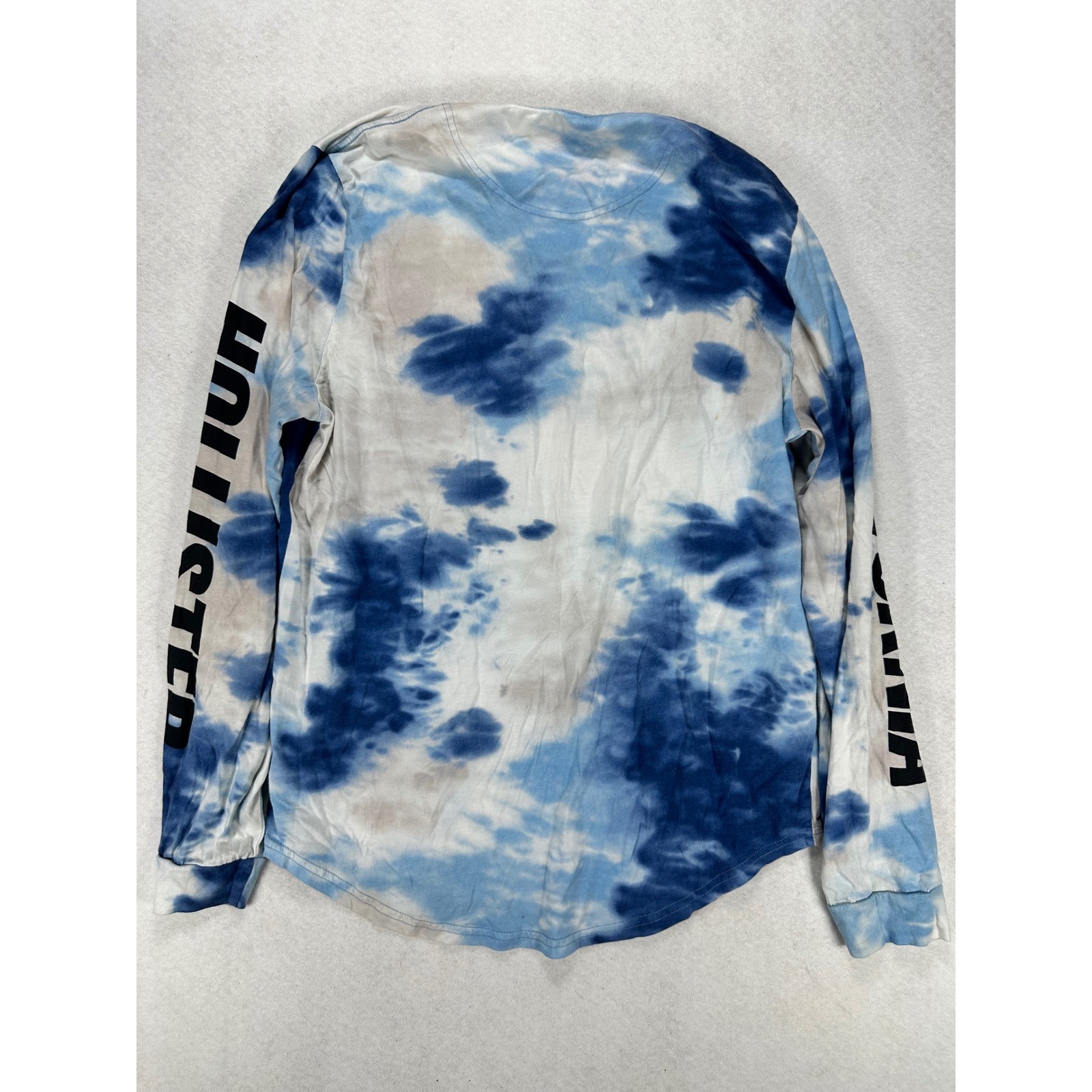 Hollister California Tie Dye Long Sleeve Graphic Tee Blue White Cotton Large