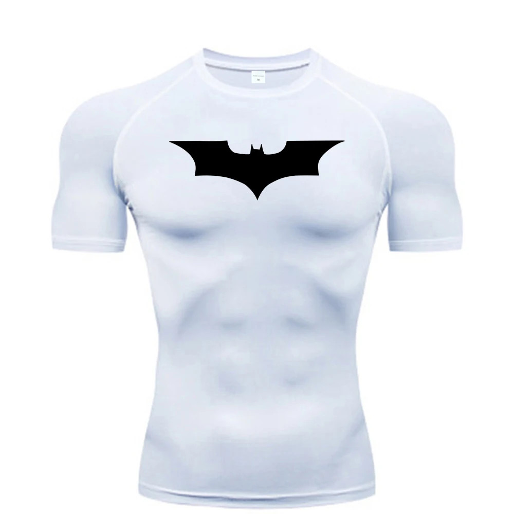 Bat Printed Men’S Tight T-Shirt Running Compression Compression T Shirt Gym Fitn