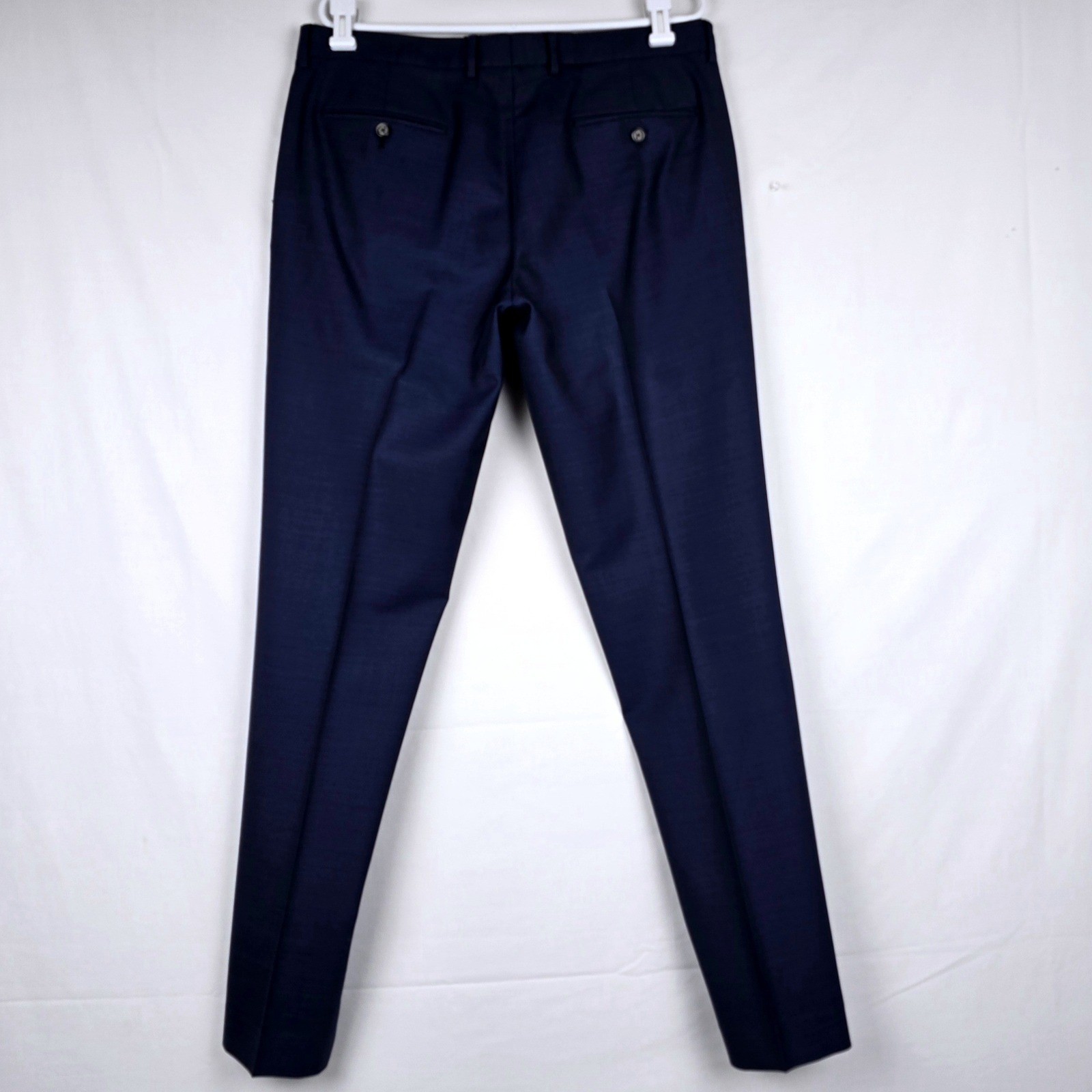 J.Crew Bowery Slim Fit Navy Blue 100% Wool Dress Pants Mens 34×34