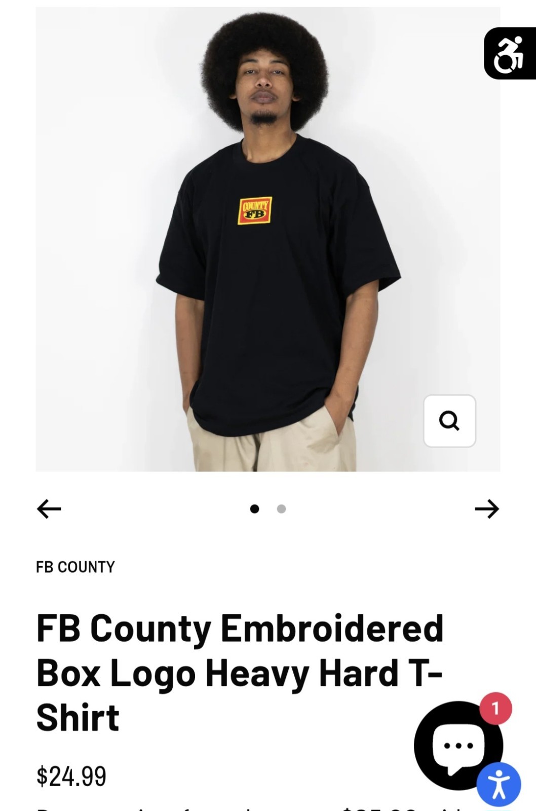 FB County Unisex Men Women Embroidered Box Logo Heavy Hard T-Shirt Black White