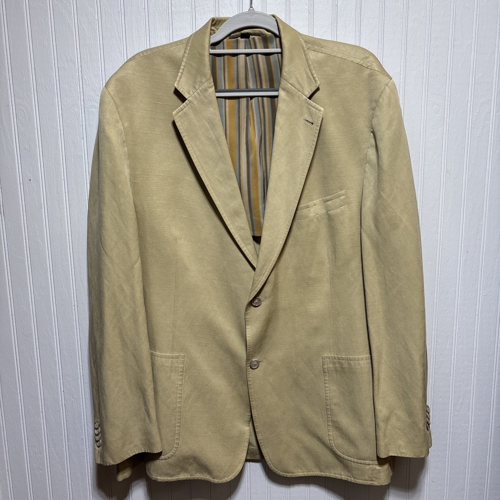 KROON Mens 46R Blazer/Sport Coat KR100 Bono Two Button 70% Silk/30% Linen Blend