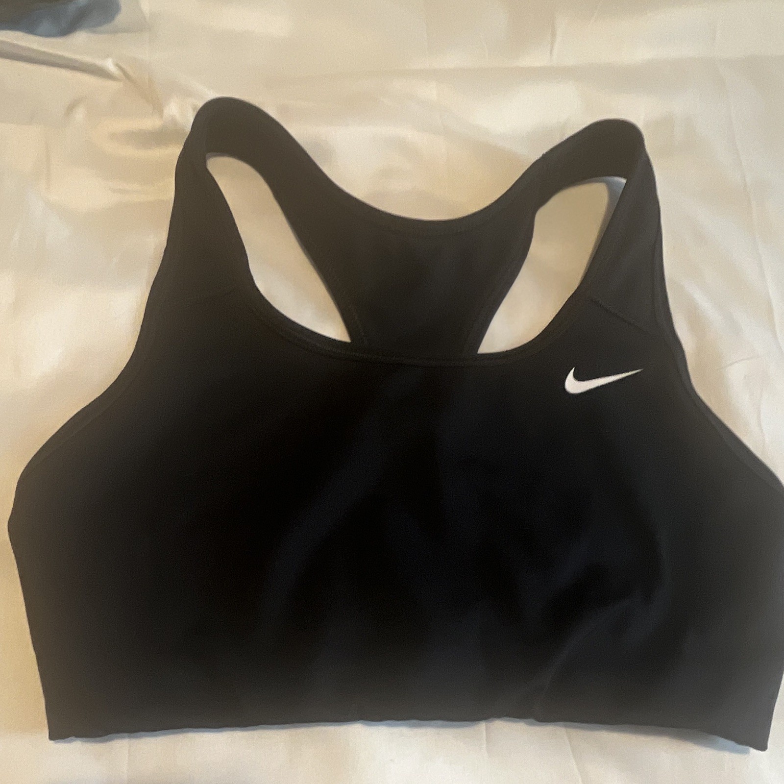 Nike Black Solid Racerback Sports Bra M Medium Support Wireless Pullover