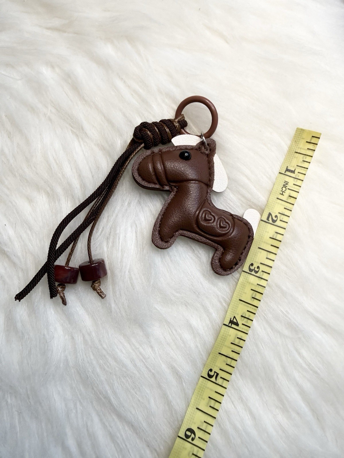 leather Horse Keychain bag charm Brown handmade gift new