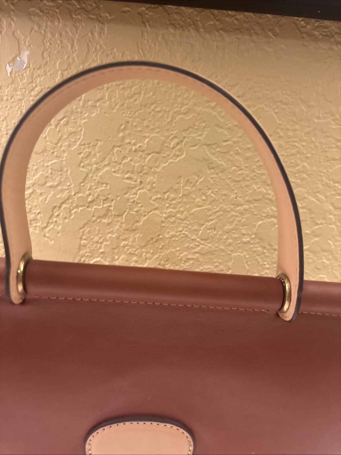 COACH WILLIS 2 Tone Brown LEATHER 2-WAY W HANDLE CROSSBODY BAG 10” Stain (o66