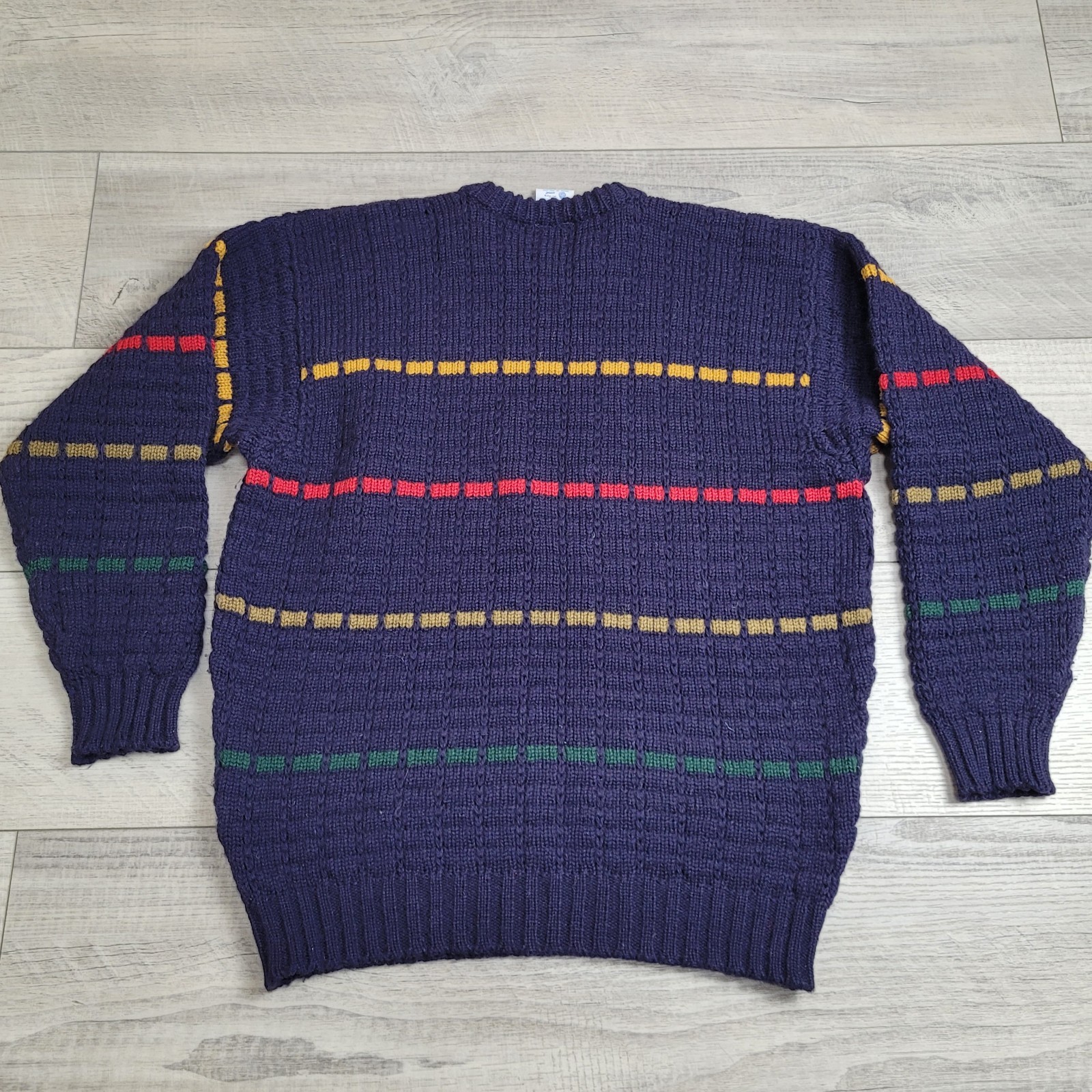 🍀Vintage John Molloy Sweater Mens L Blue 100% Irish Wool Knit Made in Ireland
