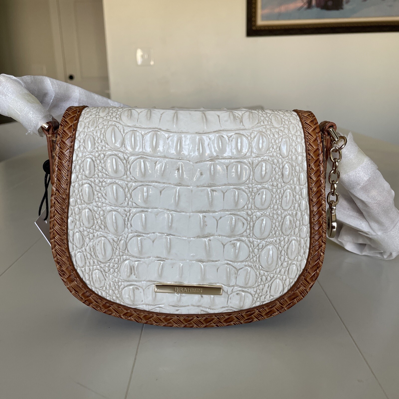 NWT BRAHMIN Briar crossbody, Coconut Milk Tabor, Melbourne genuine leather, $285