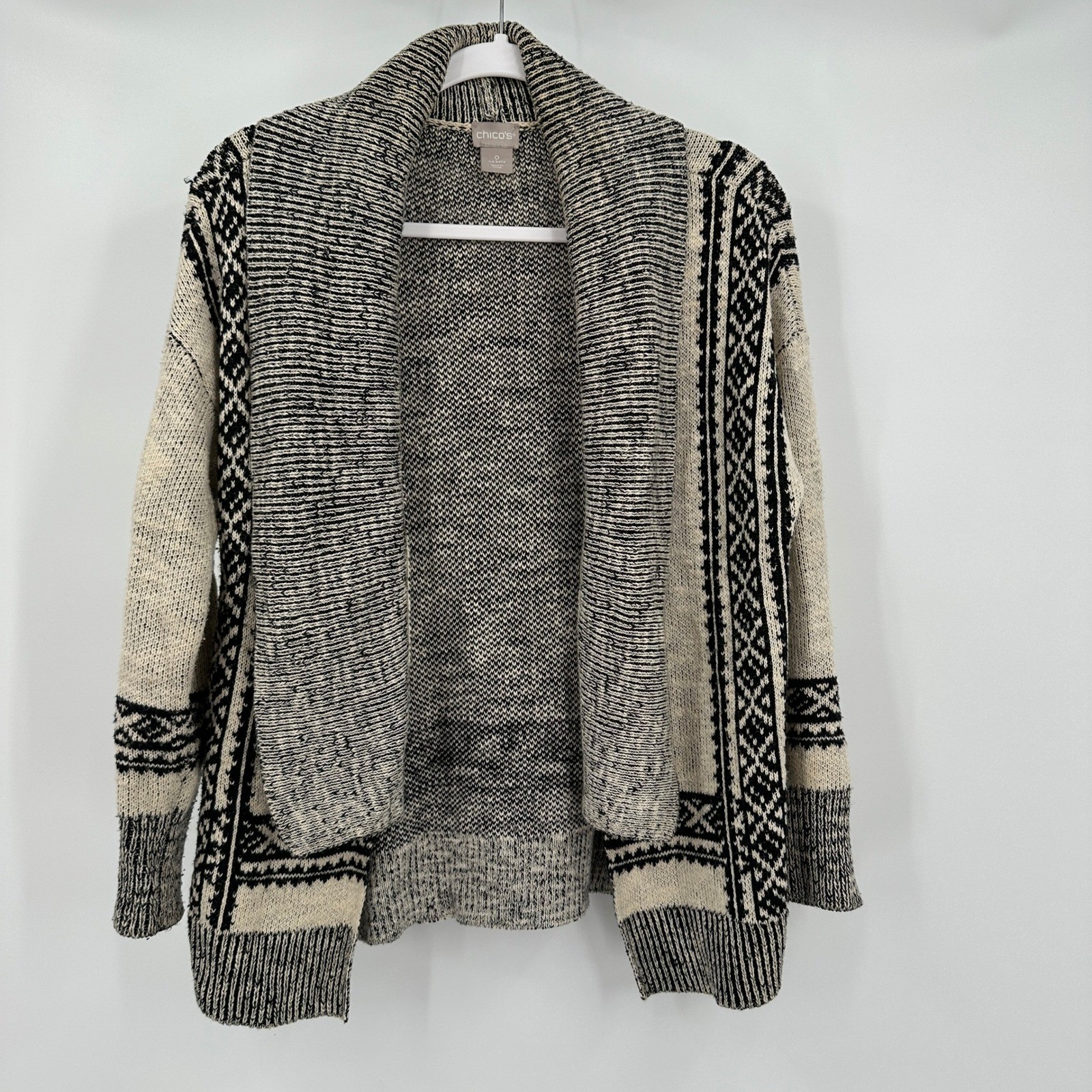 Chicos Womens Boho Soutwestern Open Front Cardigan Size 0 US S Granola Earthy
