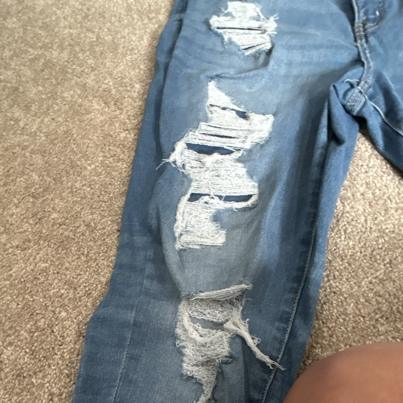 Women’s Blue Distressed Skinny Denim Jeans Size 31 Cotton Blend Solid 5-Pocket