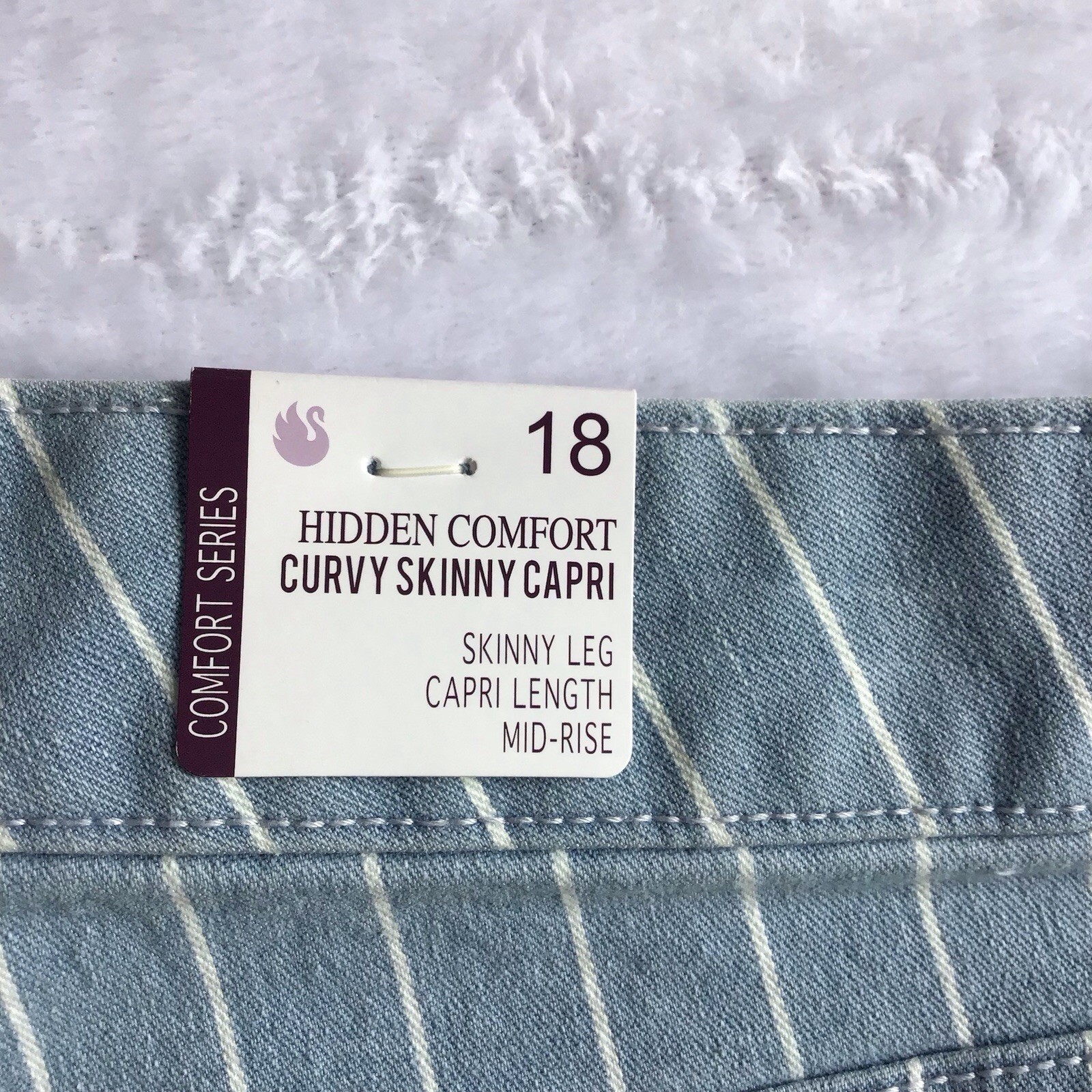 Gloria Vanderbilt Skinny Capri Jeans Womens 18 Mid-Rise Stripe Stretch